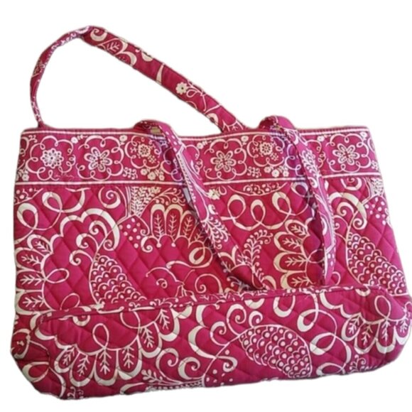 Vera Bradley Large Purse in Twirly Birds Pink NWOT - Picture 7 of 7